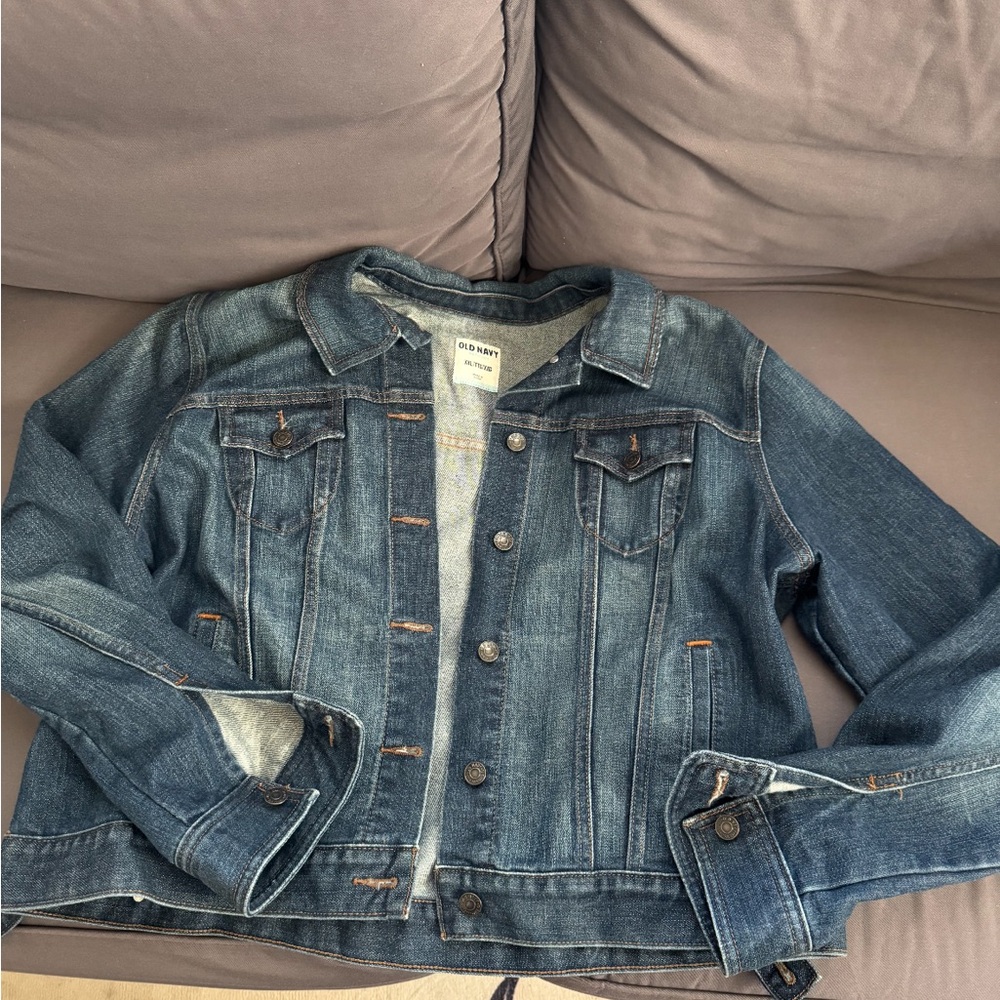 Old Navy Medium Blue Denim Jacket with Button Front